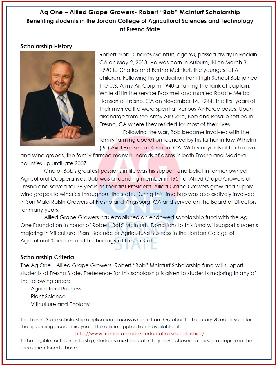 Allied Grape Growers Endowment Description