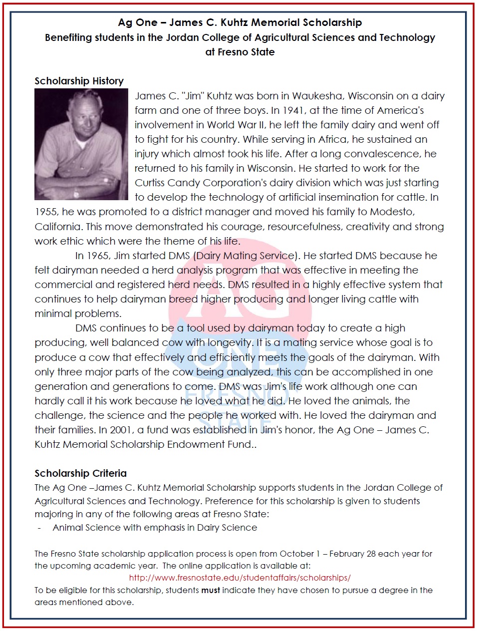 James C. Kuhtz Memorial Endowment Description