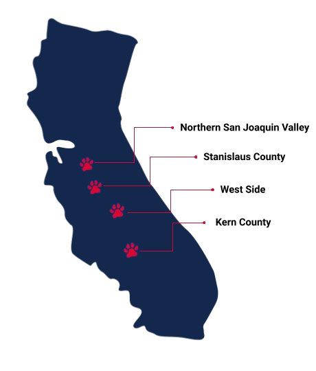 Map of California indicating locations of Ag One regional events