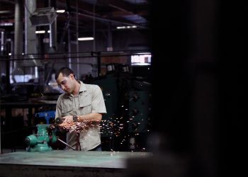 Student in ag mechanics lab