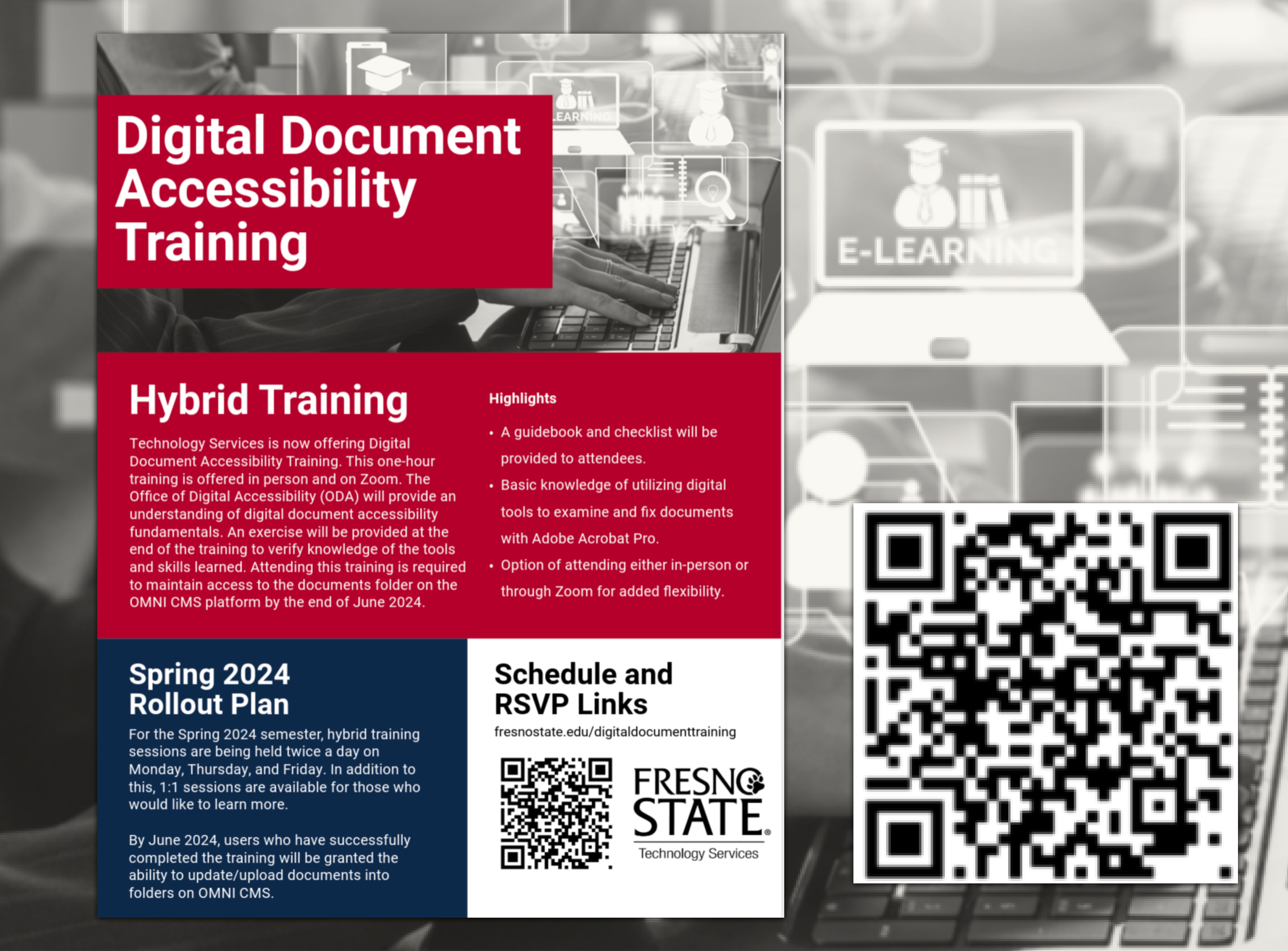 digital document training flyer and qr code visual, see information below