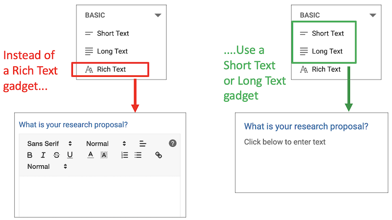 using short or long text options in nav shown