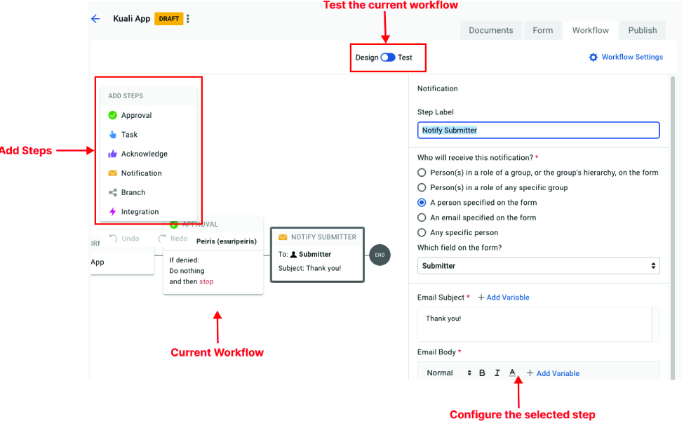 workflow screen