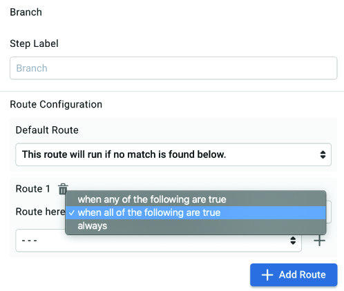 route dropdown menu