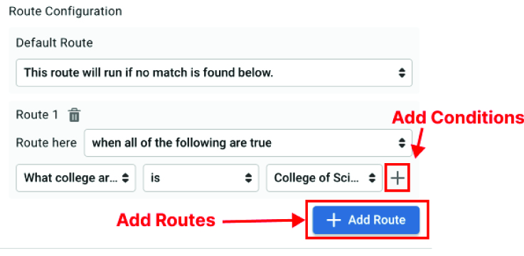 adding routes and conditions