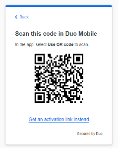 scan qr code in duo mobile 