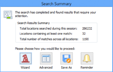 spirion search summary