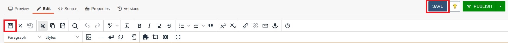 Toolbar with Save Highlighted