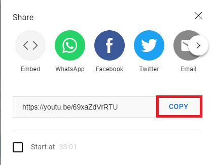 Copy Youtube Link Button